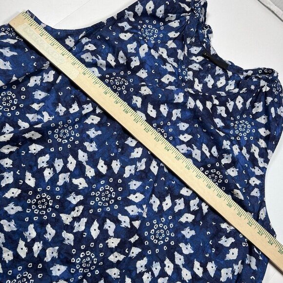 Lane Bryant Women’s Size 22/24 Ruffle Neck Woven & Knit Top Blue Shibori Diamond - Picture 9 of 10